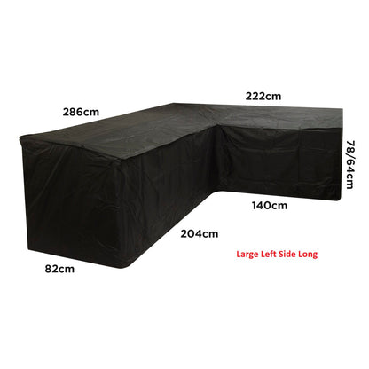 Woodside Black L Shape Outdoor Dining Waterproof Patio Set Cover Rattan