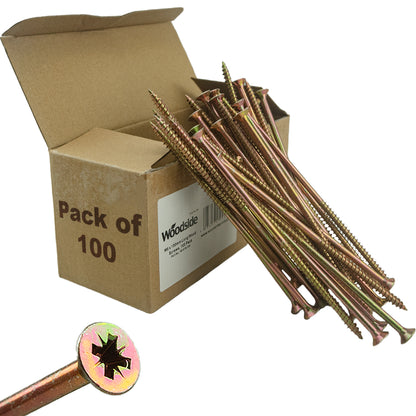 Woodside M6 x 150mm Long Wood Screws 100 Pack – Heavy Duty Galvanised Pozi Timber Fixings