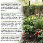 Woodside Heavy Duty Stainless Steel Crank Handle Compost Aerator Mixing Tool