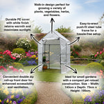 Woodside Walk-in Greenhouse with Netted PE Cover 4 Shelves Steel Frame