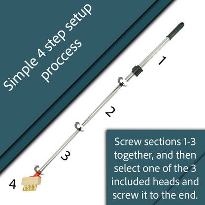 Woodside Telescopic Weed Removal Brush with 3 Wire Heads Patio & Block Paving Scraper Tool