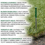 Woodside Half Green Heavy Duty Artificial Grass/Fake Lawn Nails – 50 Pack