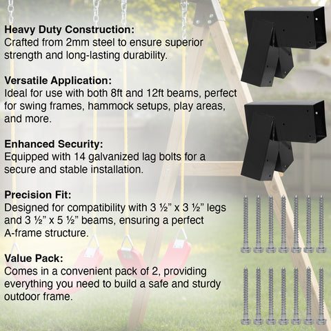 Woodside Steel A-Frame Swing Brackets - Heavy Duty 2 Pack for Swings & Hammocks