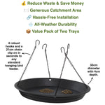 Woodside Bird Feeder Seed Catcher Large Hanging Tray Attachment 32cm, 4 Hooks – 2 Pack