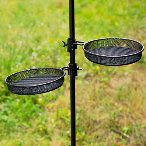 Woodside Mesh Bird Feeder Tray w/ Universal 22mm Pole Clamp Garden Seed/Nut Dish 2 Pack