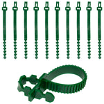 Pack of 10 Woodside reusable PVC tree support straps with interlocking design, includes 25×1.5 cm and 35×1.7 cm sizes.