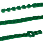 Pack of 10 Woodside reusable PVC tree support straps with interlocking design, includes 25×1.5 cm and 35×1.7 cm sizes.