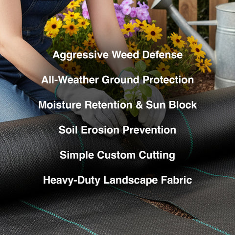 Woodside 100GSM Weed Control Fabric Heavy Duty Garden Border Landscaping Cover Membrane