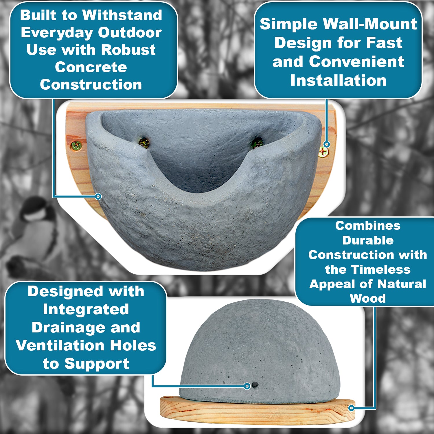 Woodside House Martin Bird Nest Box Wall Mounted Durable Cement Garden Nesting Cup