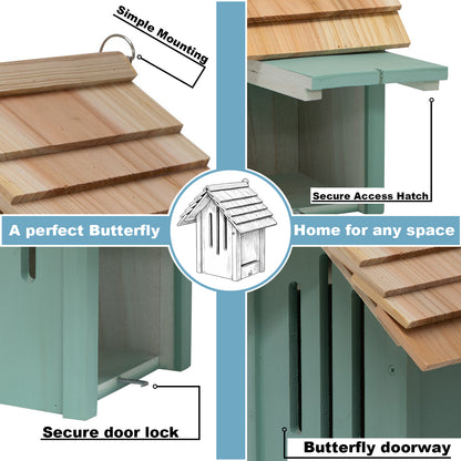 Woodside Butterfly House Insect Hotel – Wall Mounted Wooden Bug Habitat with Side Door