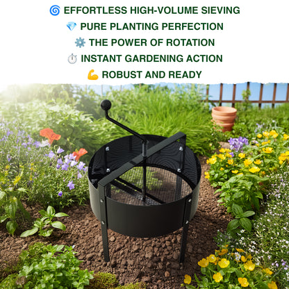 Woodside Rotary Garden Soil Sieve 18L Heavy Duty Steel Rotating Compost Sifter Riddle