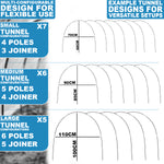 Woodside Greenhouse Tunnel Hoops Kit – 30 Fibreglass Poles with Joints & Clips – Create 70cm, 90cm or 110cm Wide Hoops – DIY Plant Protection Frame