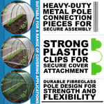 Woodside Greenhouse Tunnel Hoops Kit – 30 Fibreglass Poles with Joints & Clips – Create 70cm, 90cm or 110cm Wide Hoops – DIY Plant Protection Frame