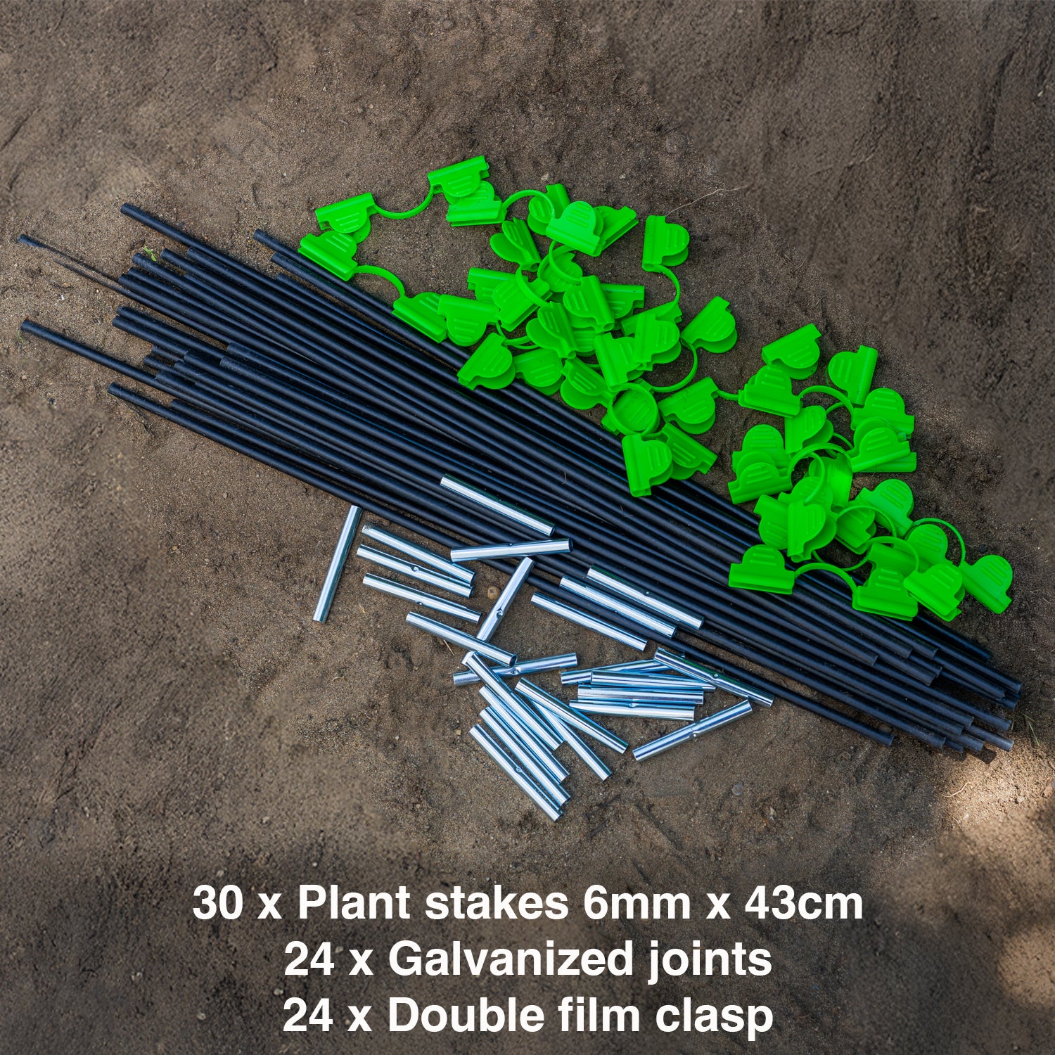 Woodside Greenhouse Tunnel Hoops Kit – 30 Poles, Joints & Clips for Plant Protection