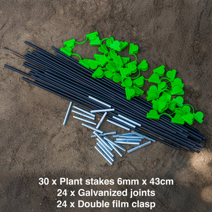 Woodside Greenhouse Tunnel Hoops Kit – 30 Poles, Joints & Clips for Plant Protection