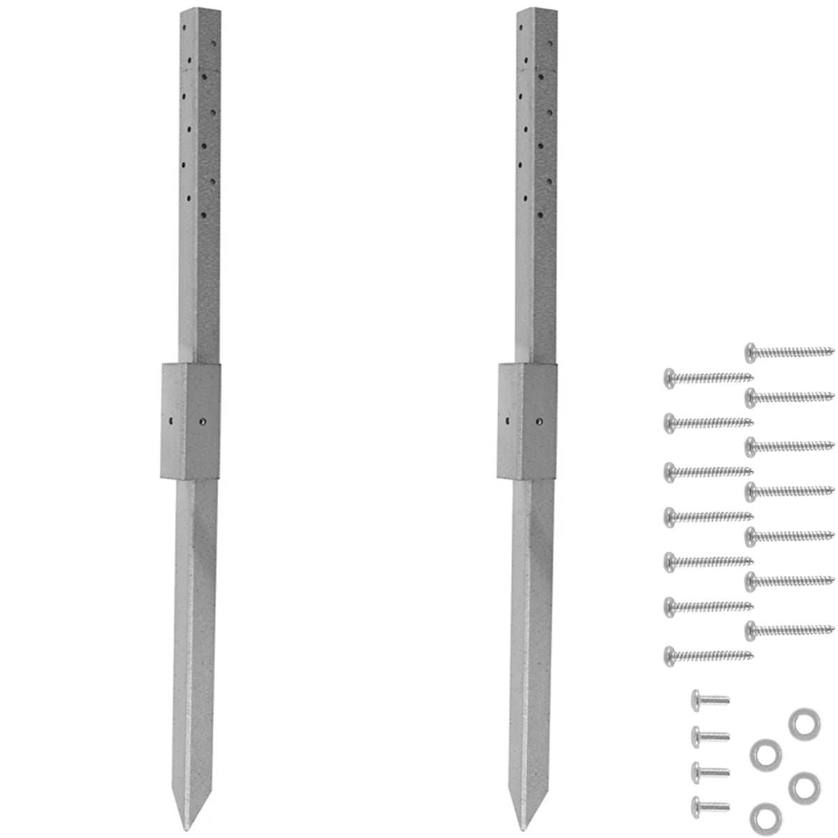 Woodside Fence Post Repair Kit – Heavy Duty Galvanised Steel Ground Anchor Stakes 2 PACK