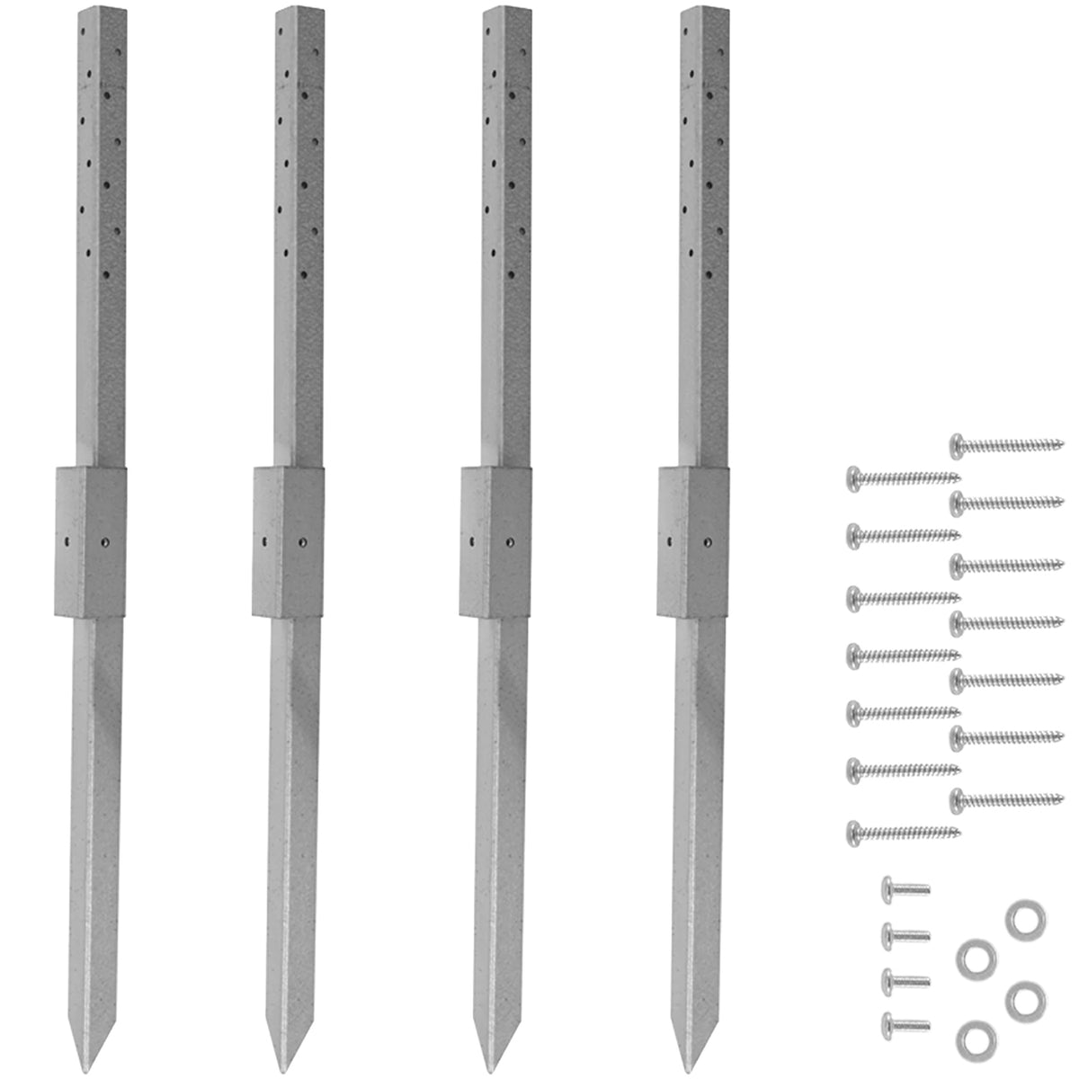 Woodside Fence Post Repair Kit – Heavy Duty Galvanised Steel Ground Anchor Stakes 2 PACK