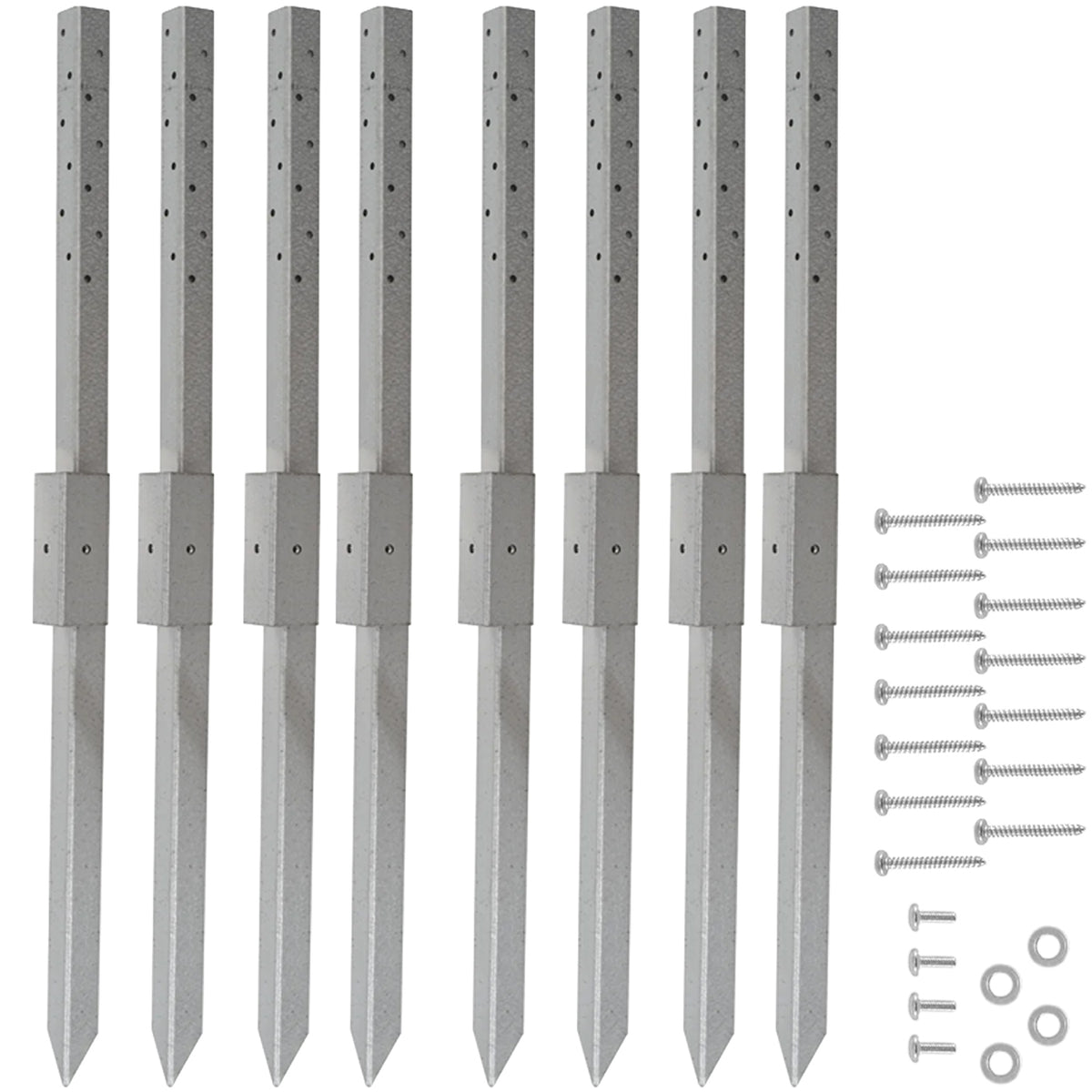 Woodside Fence Post Repair Kit – Heavy Duty Galvanised Steel Ground Anchor Stakes 2 PACK