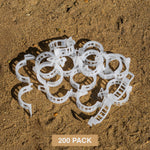 Pack of 200 Woodside tomato plant clips for garden trellis and cable support, ideal for securing plant stems.
