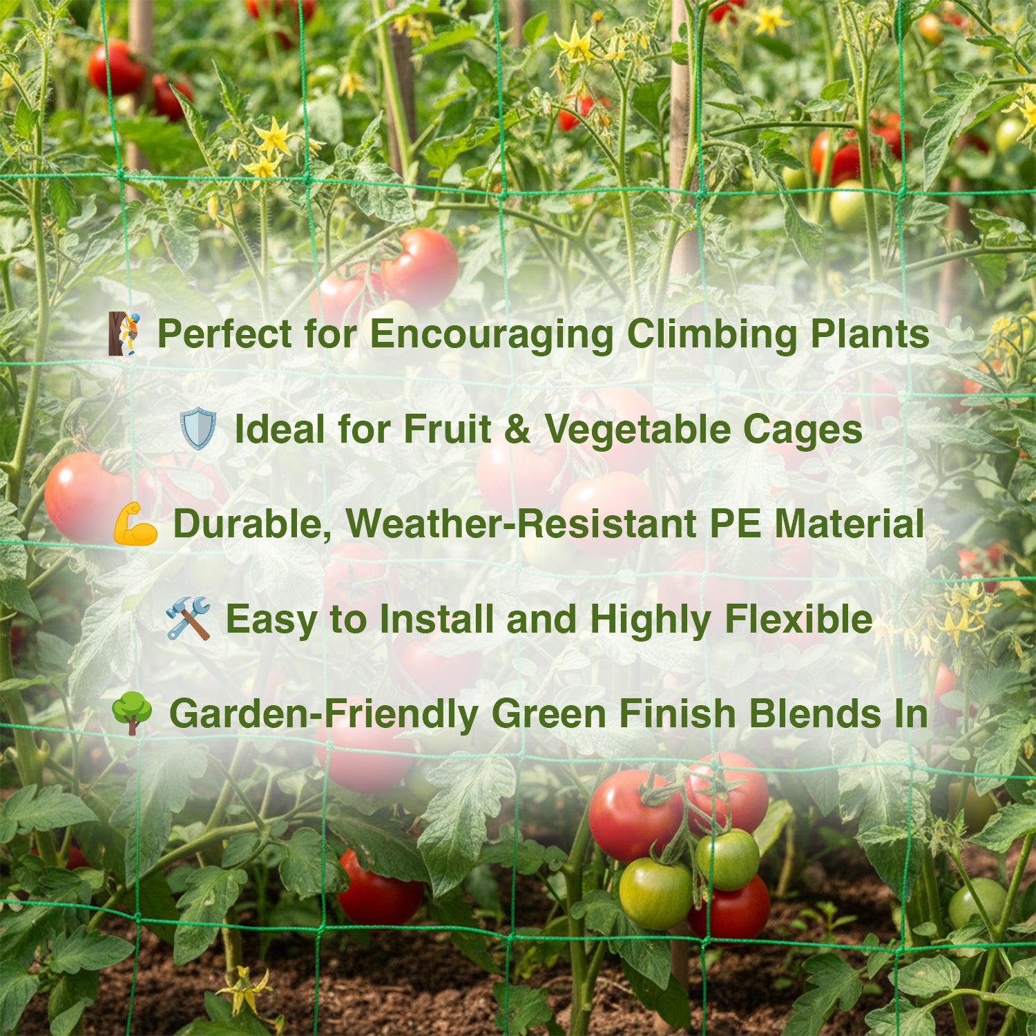 Woodside Trellis Netting 2m x 5m – Durable PE Plant Support Mesh for Climbing Plants, Fruit & Veg