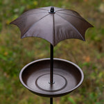 Woodside Cast Iron Bird Feeder Bath with Ground Stake & Umbrella – Seeds, Fat Balls, Nuts