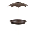 Woodside Cast Iron Bird Feeder Bath with Ground Stake & Umbrella – Seeds, Fat Balls, Nuts