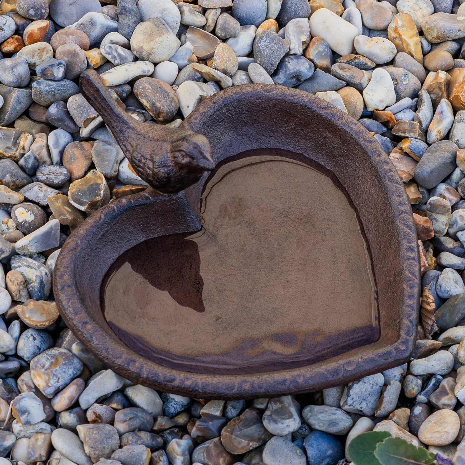 Woodside Cast Iron Bird Feeder & Bath Freestanding Heart Shaped Decorative Garden Ornament