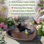 Woodside Cast Iron Bird Feeder & Bath Freestanding Heart Shaped Decorative Garden Ornament