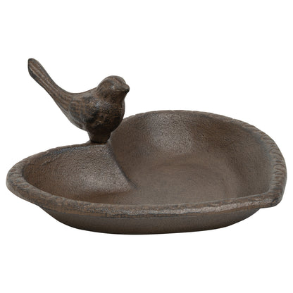 Woodside Cast Iron Bird Feeder & Bath Freestanding Heart Shaped Decorative Garden Ornament