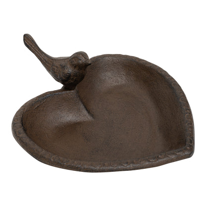 Woodside Cast Iron Bird Feeder & Bath Freestanding Heart Shaped Decorative Garden Ornament