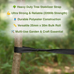 Woodside Garden Tree Tie Strap 25mm x 30m – Heavy Duty Polyester Tree Support Roll 1000kg Strength
