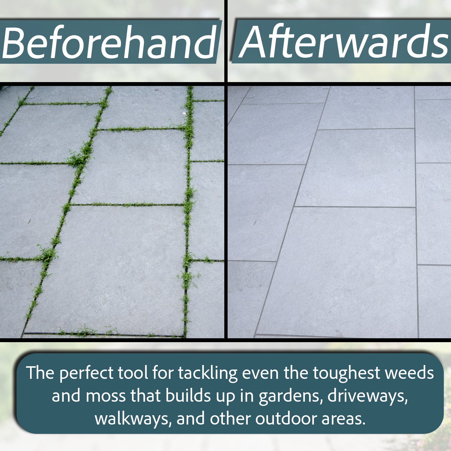 Woodside Telescopic Weed Removal Brush with 3 Wire Heads Patio & Block Paving Scraper Tool