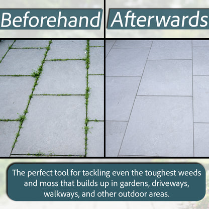 Woodside Telescopic Weed Removal Brush with 3 Wire Heads Patio & Block Paving Scraper Tool