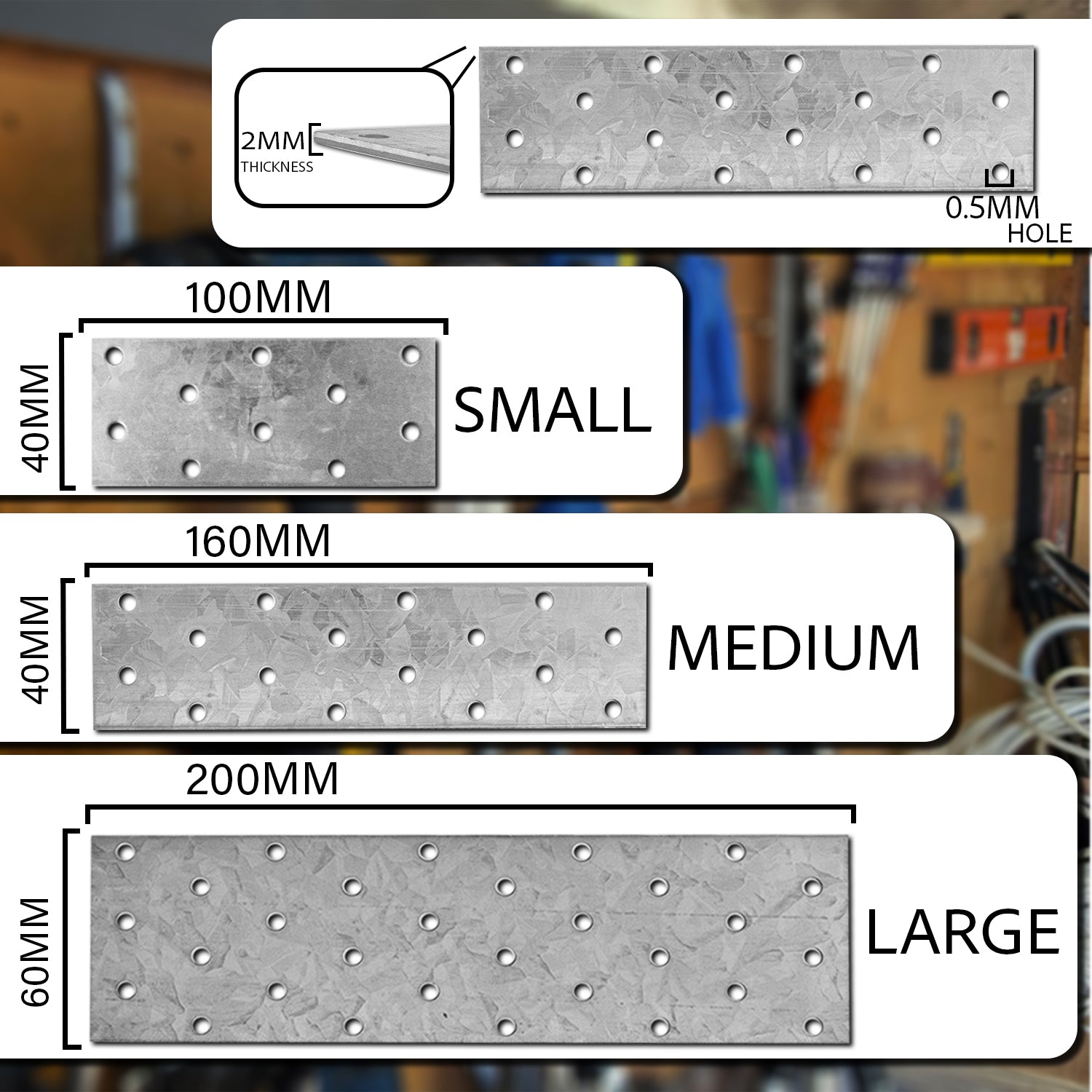 Woodside Galvanised Steel Joining Plates Metal Wood & Timber Construction Brackets 12 Pack