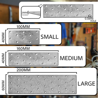 Woodside Galvanised Steel Joining Plates Metal Wood & Timber Construction Brackets 12 Pack