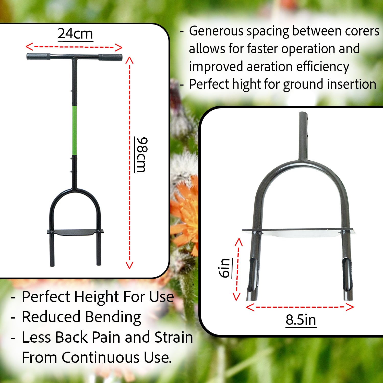 Woodside Lawn Aerator Coring Tool, Strong Heavy Duty Steel Garden Aerating Hollow Tine