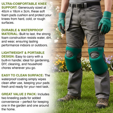 Woodside Memory Foam Knee Pads for Gardening & DIY Adjustable Adult Kneeling Brace