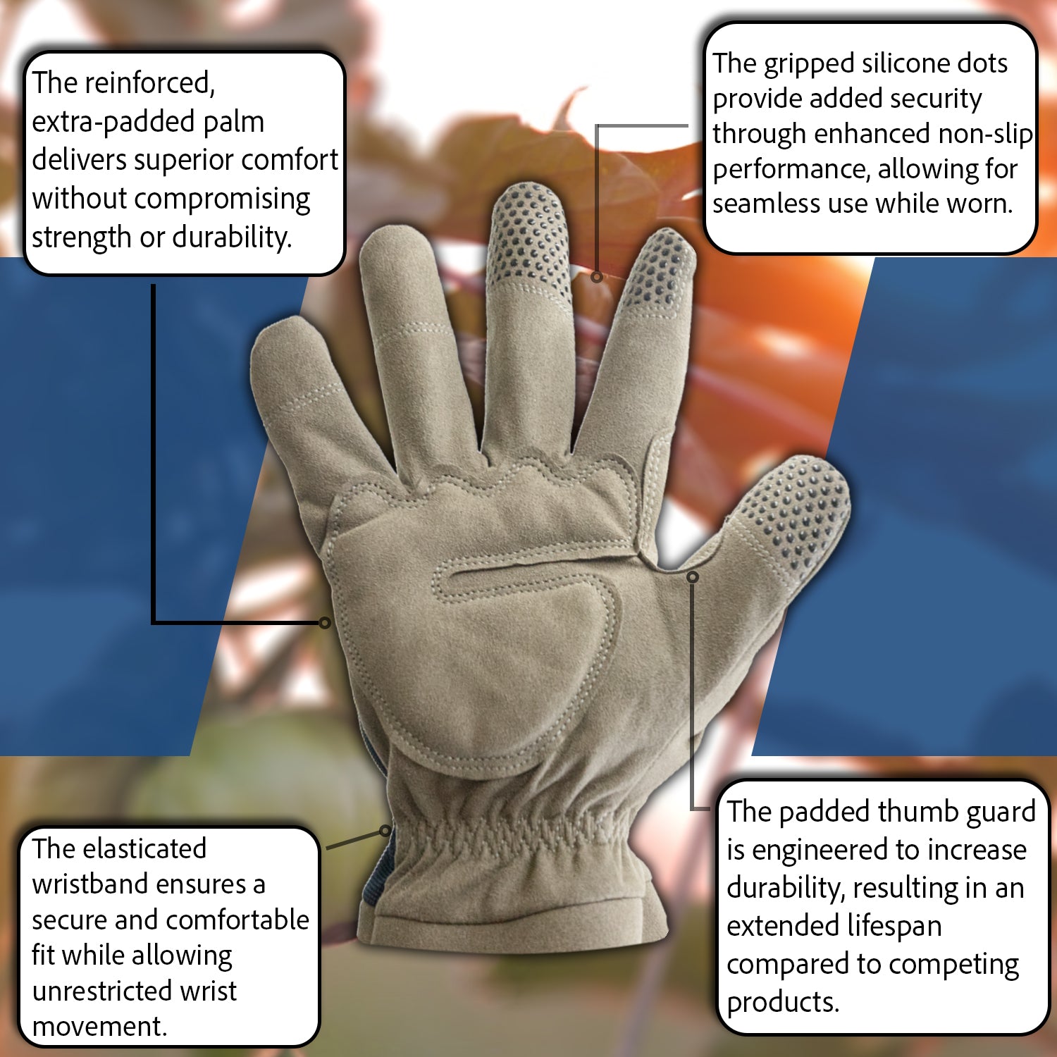 Woodside Heavy Duty Thorn Resistant Gardening Gloves – Long Sleeve Gauntlet with Forearm Protection