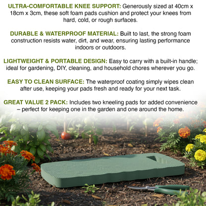Woodside Thick Gardening Kneeling Pad – 2 Pack Foam DIY Knee Cushion/Kneeler Mat