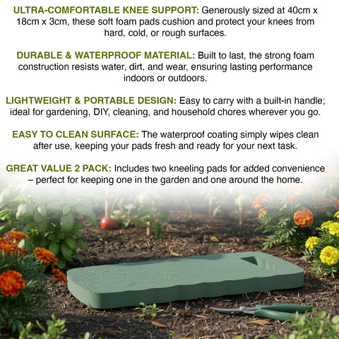 Woodside Thick Gardening Kneeling Pad – 2 Pack Foam DIY Knee Cushion/Kneeler Mat