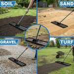 Woodside Heavy Duty Steel Lawn Levelling Rake – 213cm Handle, Solid Steel Head, Lawn Leveller for Soil, Sand & Top Dressing