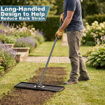 Woodside Heavy Duty Steel Lawn Levelling Rake – 213cm Handle, Solid Steel Head, Lawn Leveller for Soil, Sand & Top Dressing