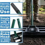 Woodside Heavy Duty Steel Lawn Levelling Rake – 213cm Handle, Solid Steel Head, Lawn Leveller for Soil, Sand & Top Dressing