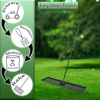 Woodside Lawn Levelling Rake – Strong Steel Garden Level Rake for Soil & Seed – Medium, Large, XL