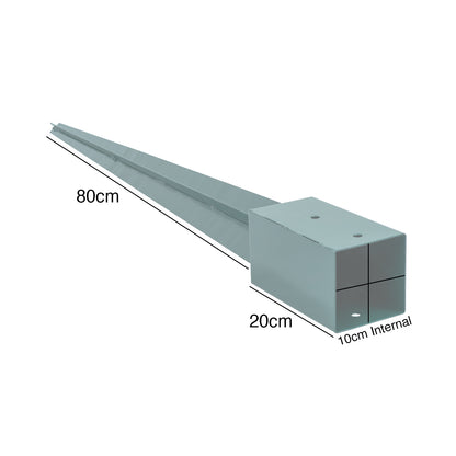 Woodside Steel Fence Post Holders Heavy Duty Ground Stakes – 100mm/4” Square Pack of 8
