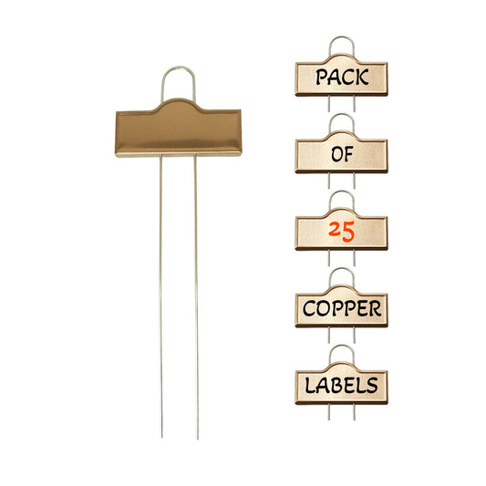 Woodside Copper Plant Label Tags – Decorative Garden Markers for Pots & Borders 25 PACK