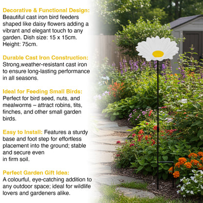 Woodside Cast Iron Bird Feeders Daisy Shaped Decorative Garden Seed & Nut Dish 5 PACK