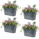 Woodside 4 Pack Metal Hanging Basket Planters – Durable Green Steel Balcony & Fence Flower Pots