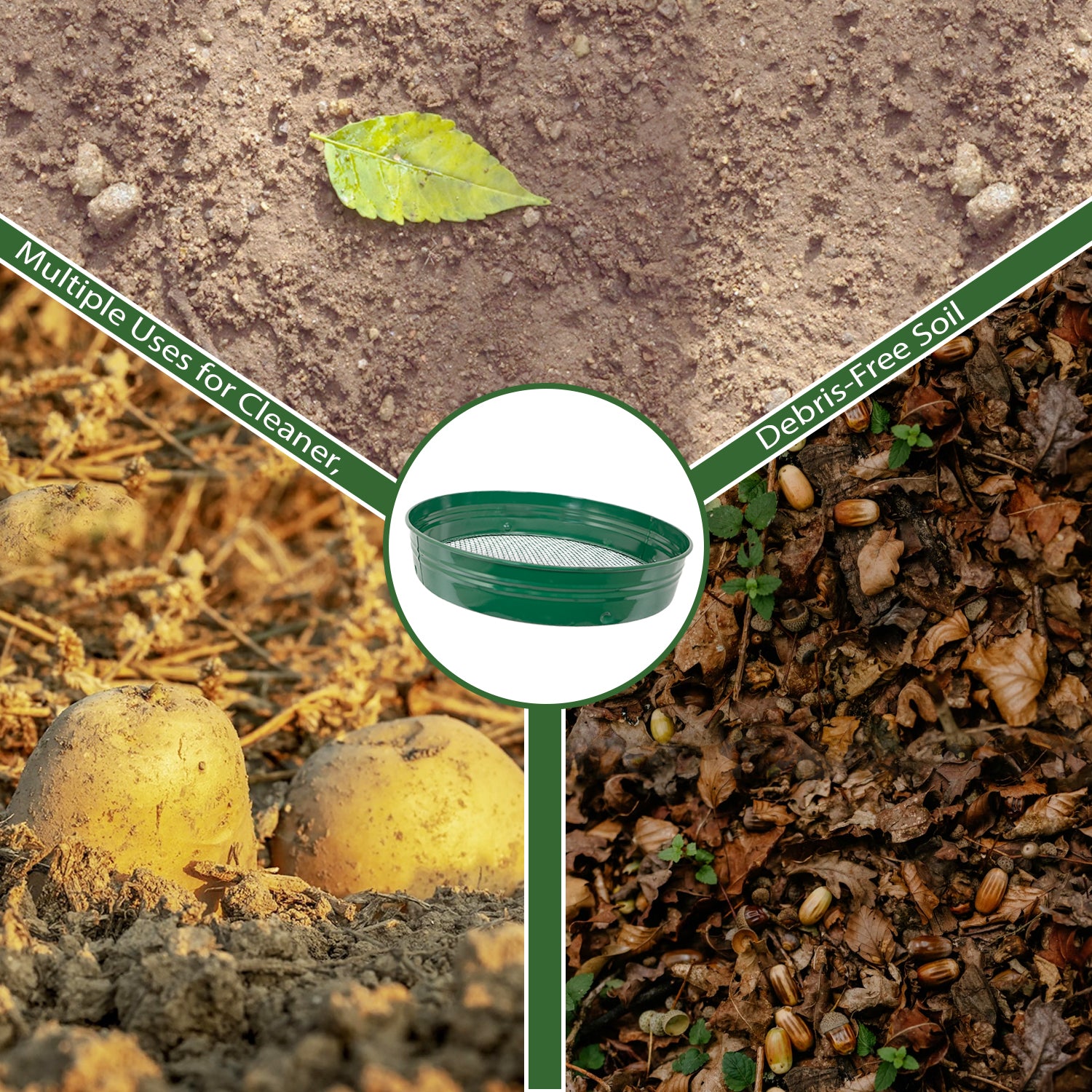 Woodside Garden Soil Sieve Riddle 3 Filter Mesh Compost Potting Sifter Large 37cm 6-10mm