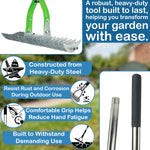 Woodside Heavy Duty Lawn Thatching Rake | Adjustable 19 Blade Moss & Thatch Removal Rake
